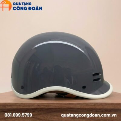 Mũ bảo hiểm cá heo màu xám sơn bóng in logo quà tặng Đại hội