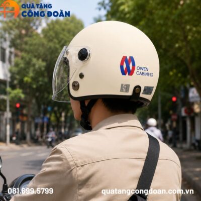 Mũ bảo hiểm in logo 3/4 đầu có kính quà tặng Công đoàn