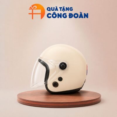 Mũ bảo hiểm in logo 3/4 đầu có kính quà tặng Công đoàn