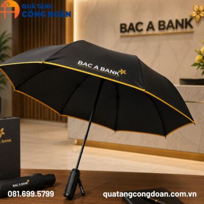Ô dù cầm tay gấp hai 8 múi bán tự động quà tặng Đại hội in logo