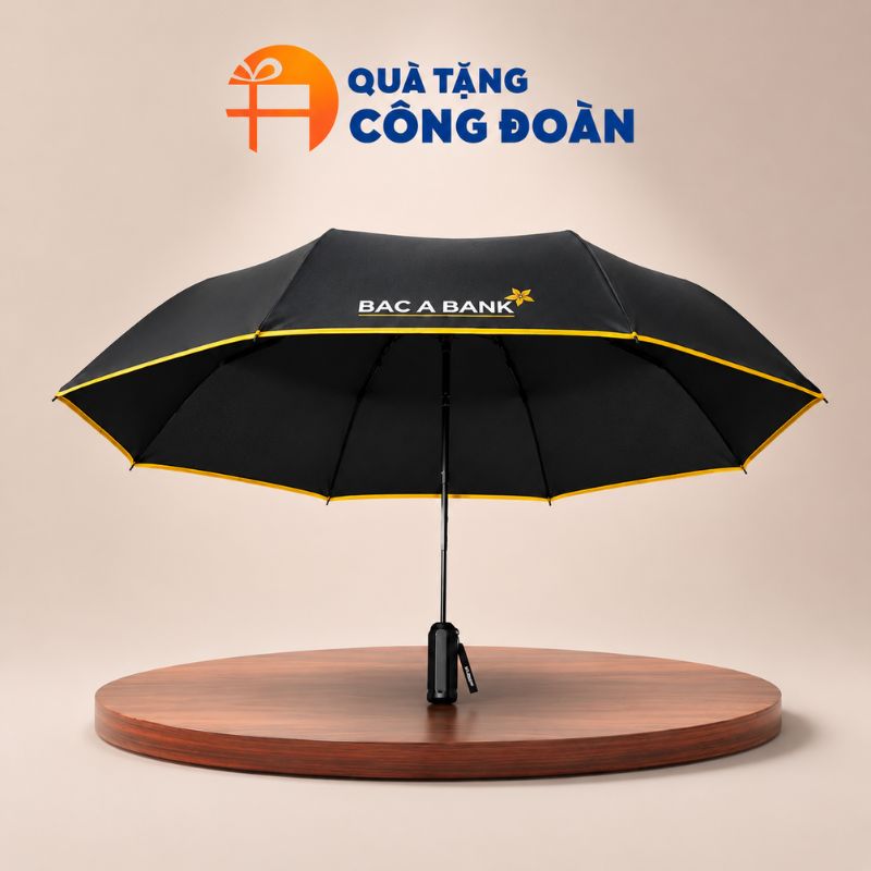 Ô dù cầm tay gấp hai 8 múi bán tự động quà tặng Đại hội in logo