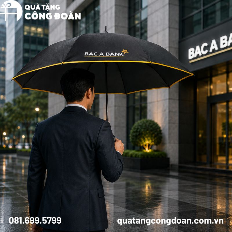 Ô dù cầm tay gấp hai 8 múi bán tự động quà tặng Đại hội in logo