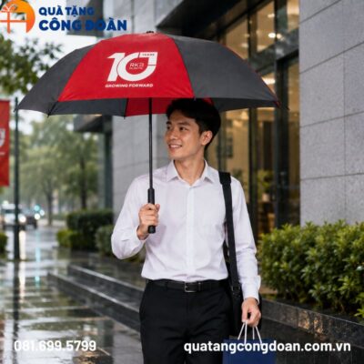 Ô dù cầm tay gấp hai bán tự động quà tặng Công đoàn in logo