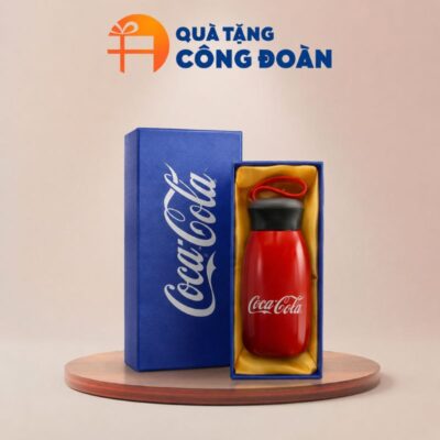 Quà tặng Công đoàn bình giữ nhiệt inox 520ml màu đỏ in logo Coca-Cola