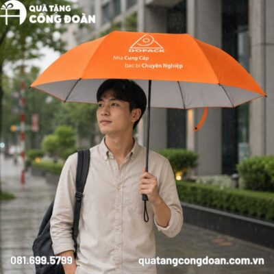 Ô dù cầm tay kèo Thẳng Bán Tự Động 2 Lớp In Logo Công đoàn