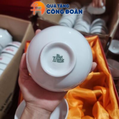 Alternative view of Bộ 10 bát cơm in logo men trắng gốm sứ Bát Tràng quà tặng Công đoàn BC-07