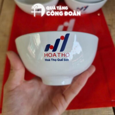 Alternative view of Bộ 10 bát cơm in logo men trắng gốm sứ Bát Tràng quà tặng Công đoàn BC-08