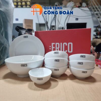 Alternative view of Bộ Bát Đĩa 8 Món In Logo Frico Men Trắng BĐ-06