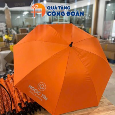 Alternative view of Ô dù cầm tay gấp hai bán tự động màu cam quà tặng Đại hội in logo ODBTD-05